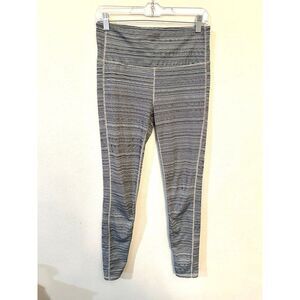 Athleta Chaturanga Jacquard Leggings Women medium Gray White Textured High Rise